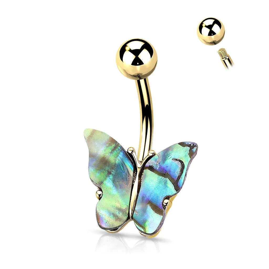 Belly Ring - Butterfly Gold Shell