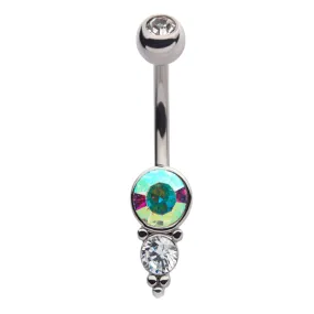 Belly Ring - Cluster Aurora Borealis/ Clear Crystal