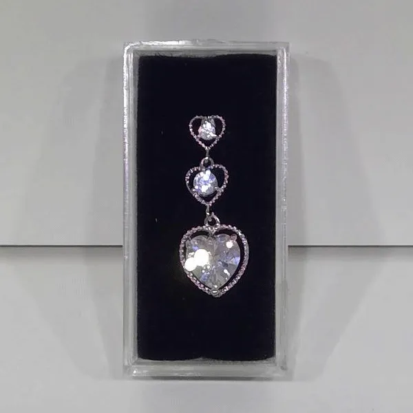 Belly Ring - Crystal Heart Trinity