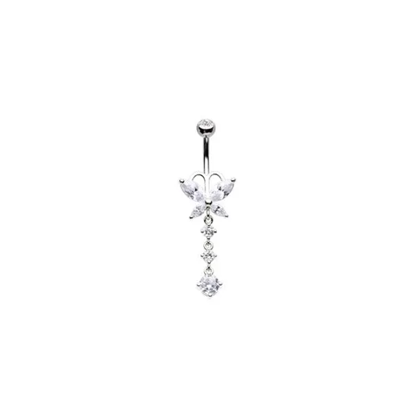 Belly Ring - Cubic Zirconia Butterfly