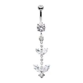 Belly Ring - Cubic Zirconia Leaf