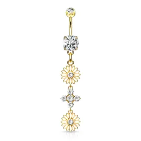 Belly Ring - Flower Double - Gold