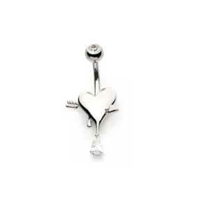 Belly Ring - Heart Arrow Cubic Zirconia