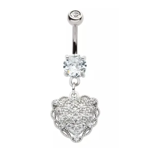 Belly Ring - Heart Cubic Zirconia