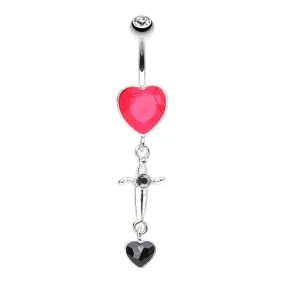 Belly Ring - Heart Dagger