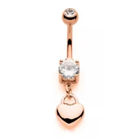 Belly Ring - Heart - Rose Gold