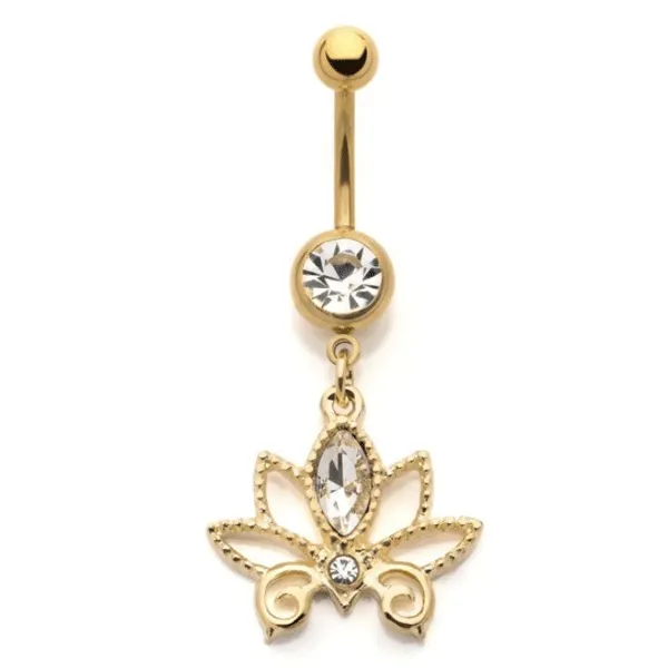 Belly Ring - Lotus Clear Gem