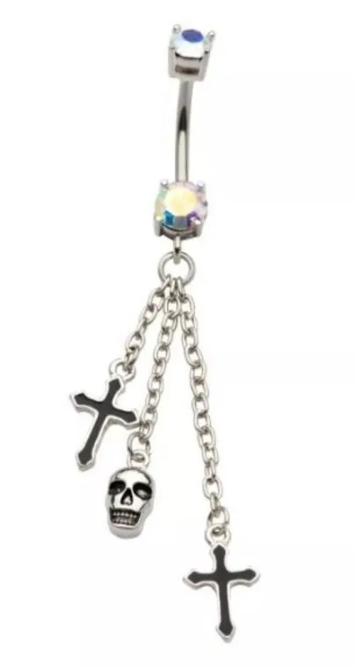 Belly Ring - Skull Crosses