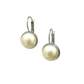 BENTON silver and cream pearl drop earrings