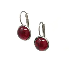 BENTON silver and ruby red drop earrings