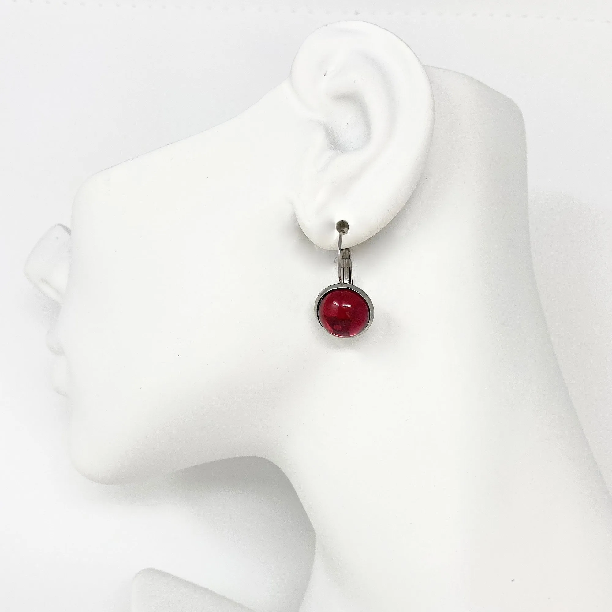 BENTON silver and ruby red drop earrings