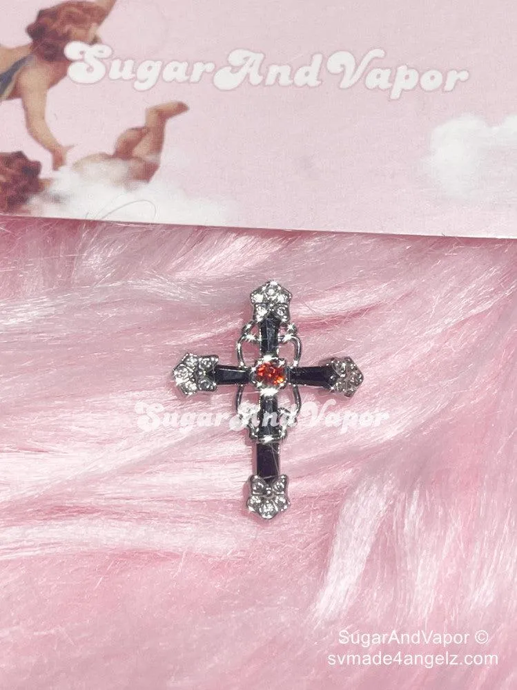 Black Cross Top Mount Belly Ring