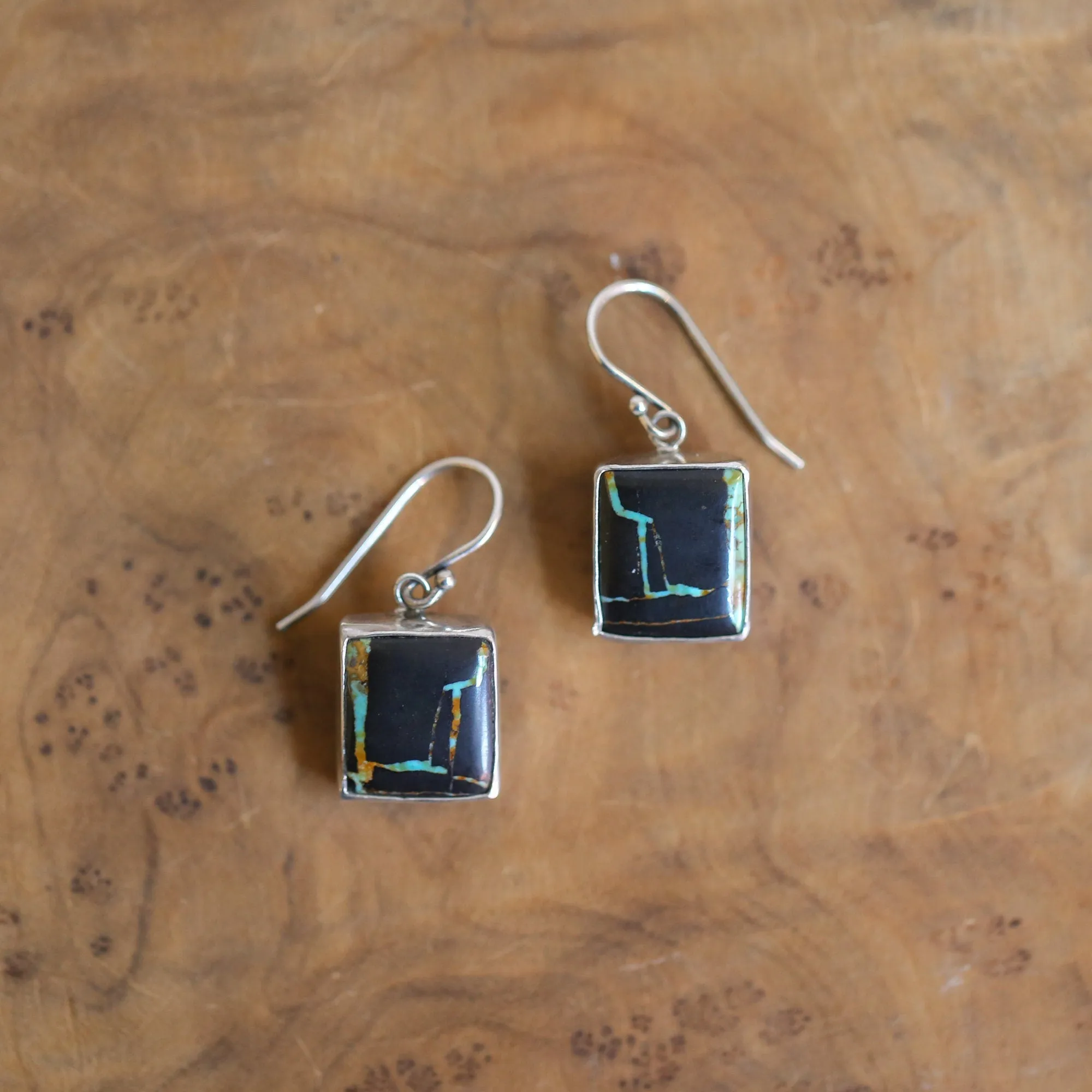 BlackJack Turquoise Drop Earrings -  Choose Your Pair - Black Jack - Sterling Silver