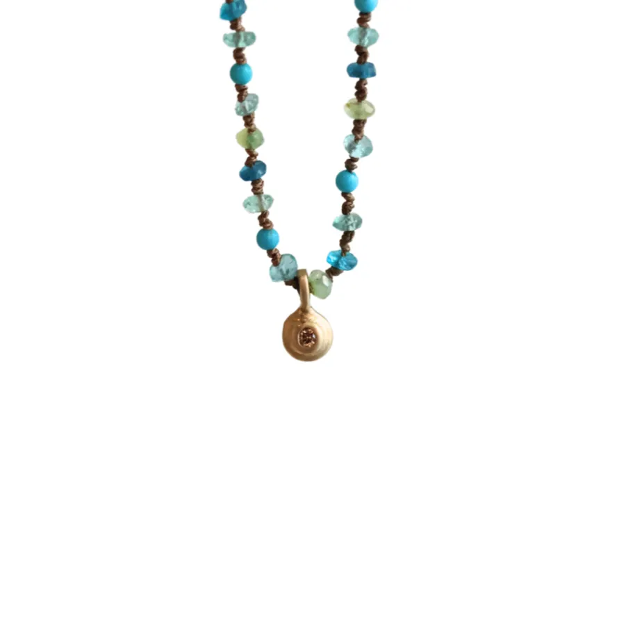 Blue & Turquoise Gemstone Leather Necklace