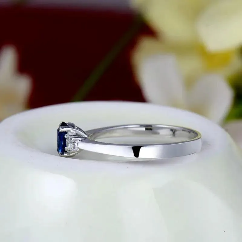 Blue Sapphire Finger Ring Charm Jewelry in 925 Sterling Silver - JPBCJ939