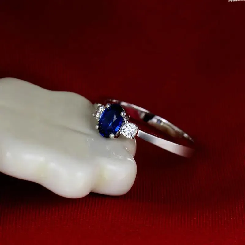 Blue Sapphire Finger Ring Charm Jewelry in 925 Sterling Silver - JPBCJ939