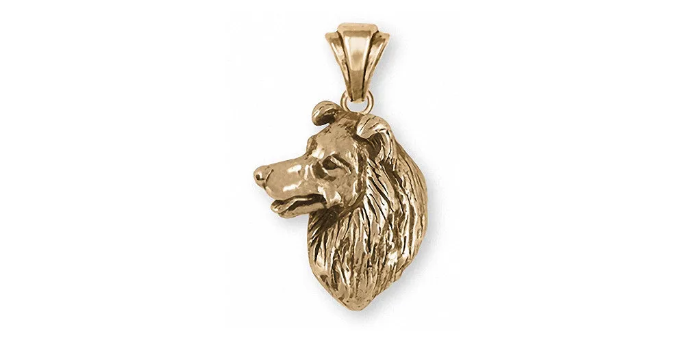 Border Collie Charm Jewelry 14k Gold Handmade Dog Charm BDC6-PG