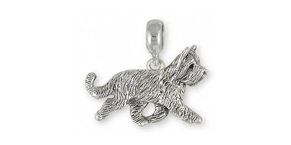 Briard Charm Slide Jewelry Sterling Silver Handmade Dog Charm Slide BRD2X-PNS