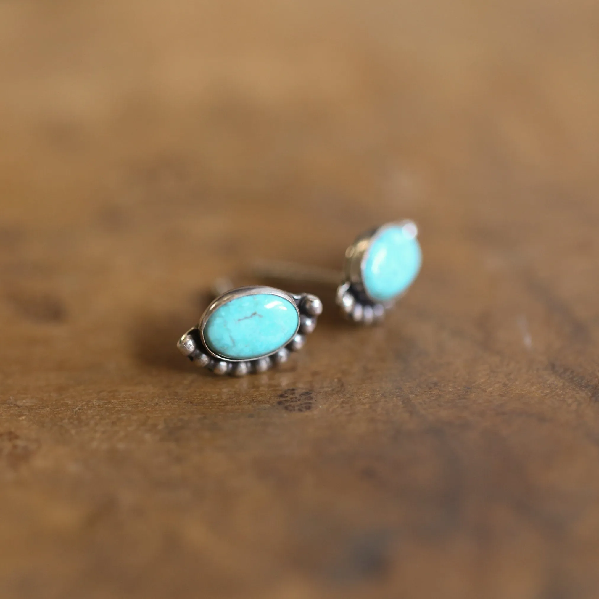 Bright Eyes Turquoise Posts - Boho Turquoise Earrings - Turquoise Studs - Silversmith