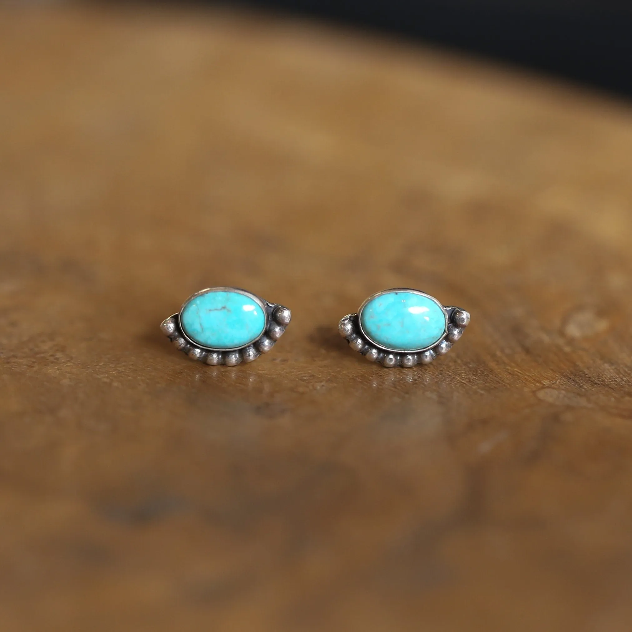 Bright Eyes Turquoise Posts - Boho Turquoise Earrings - Turquoise Studs - Silversmith