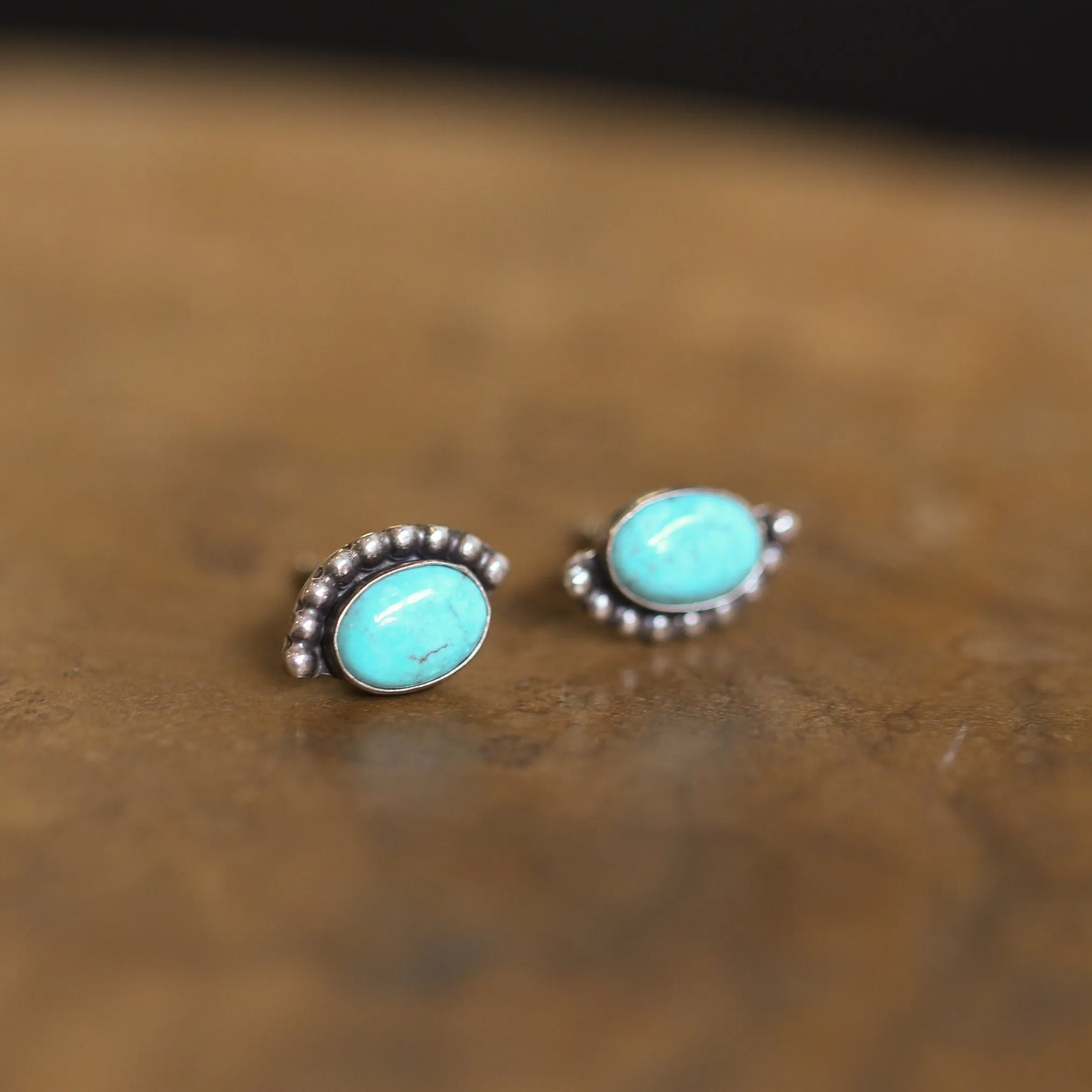 Bright Eyes Turquoise Posts - Boho Turquoise Earrings - Turquoise Studs - Silversmith