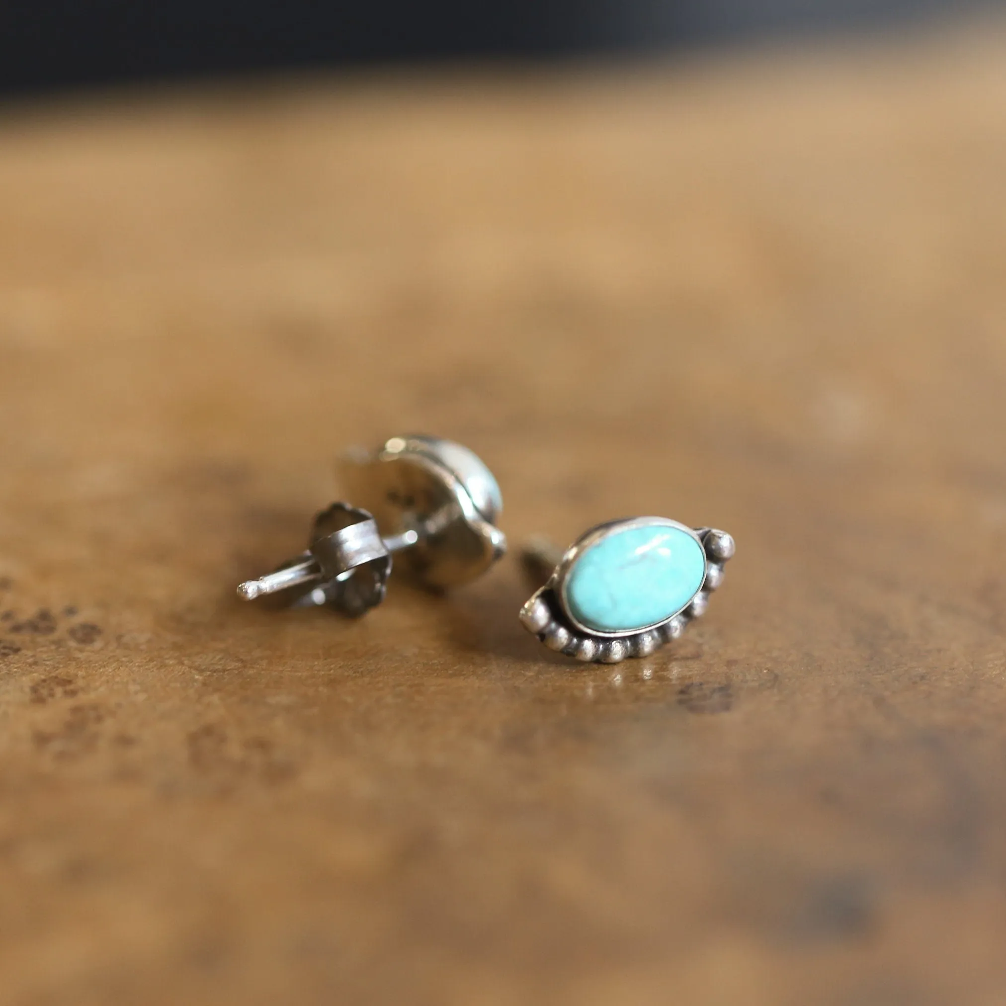 Bright Eyes Turquoise Posts - Boho Turquoise Earrings - Turquoise Studs - Silversmith