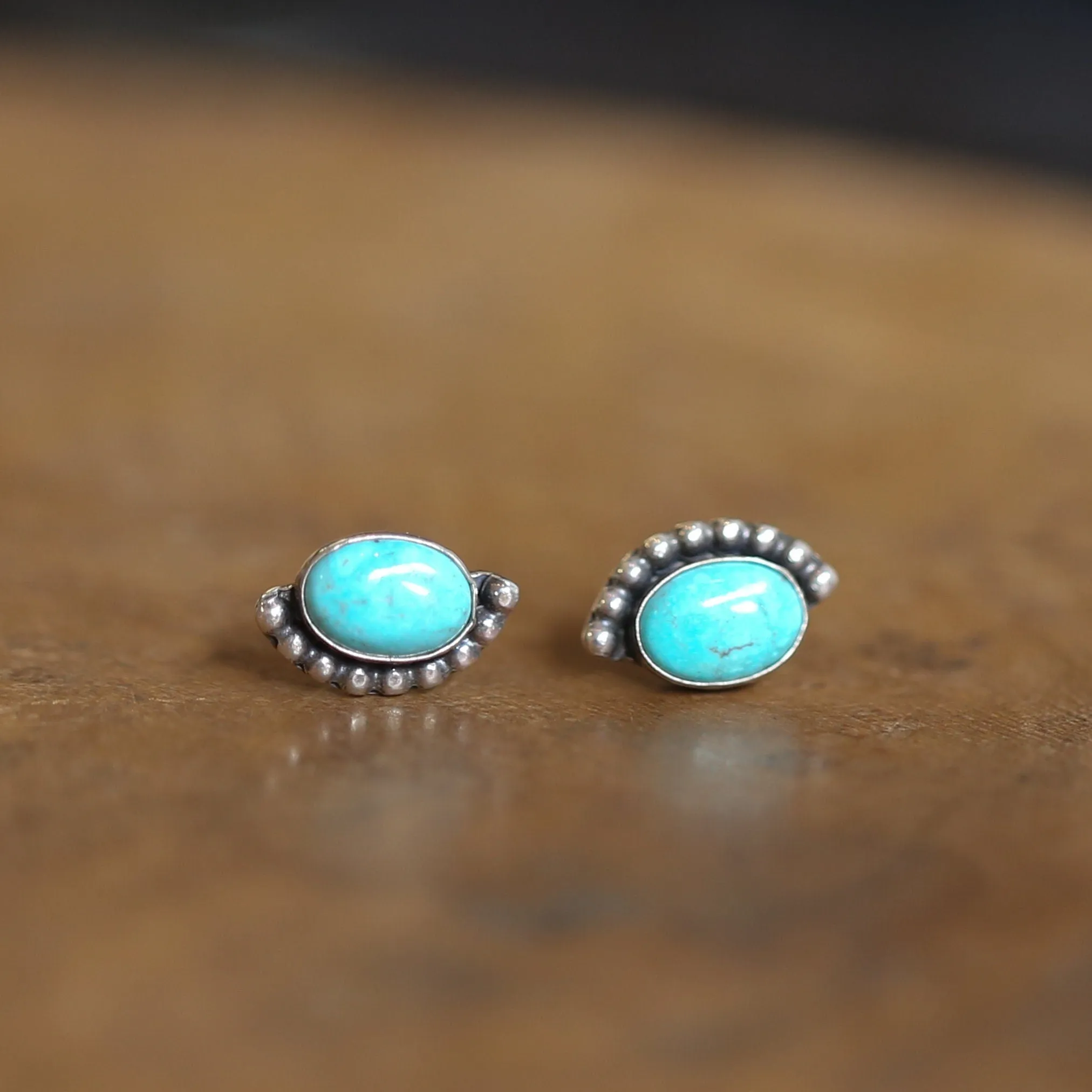 Bright Eyes Turquoise Posts - Boho Turquoise Earrings - Turquoise Studs - Silversmith