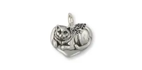 British Shorthair Angel Charm Jewelry Sterling Silver Handmade Cat Charm BRS2-AC