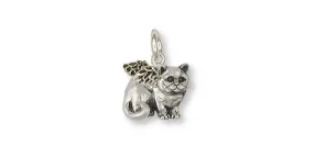 British Shorthair Angel Charm Jewelry Sterling Silver Handmade Cat Charm BRS5-AC