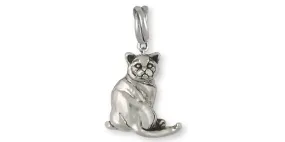 British Shorthair Charm Slide Jewelry Sterling Silver Handmade Cat Charm Slide BRS4-PNS