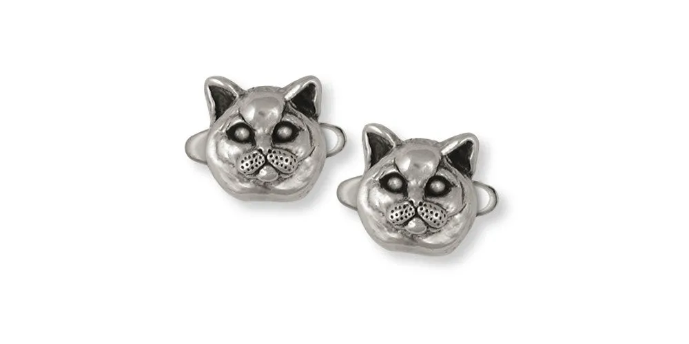 British Shorthair Cufflinks Jewelry Sterling Silver Handmade Cat Cufflinks BRS9-CL