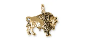 Buffalo Charm Jewelry 14k Gold Handmade Bison Charm BUF6-2CG