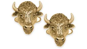 Buffalo Cufflinks Jewelry 14k Gold Handmade Bison Cufflinks BUF1X-CLG