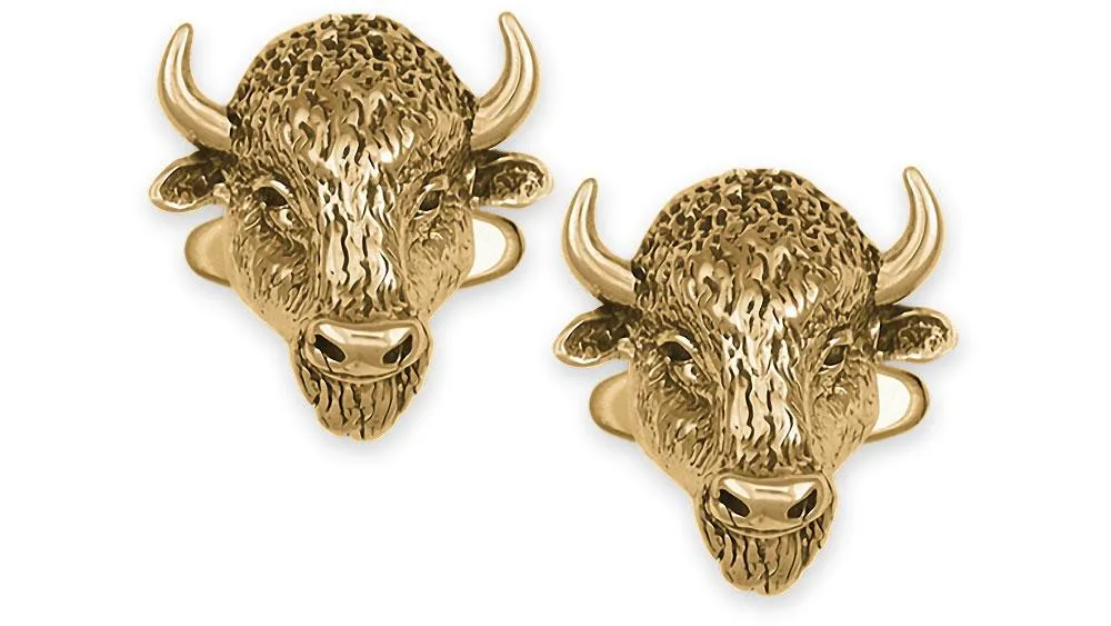 Buffalo Cufflinks Jewelry 14k Gold Handmade Bison Cufflinks BUF1X-CLG