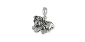 Bulldog Charm Slide Jewelry Sterling Silver Handmade Dog Charm Slide BD41-PNS