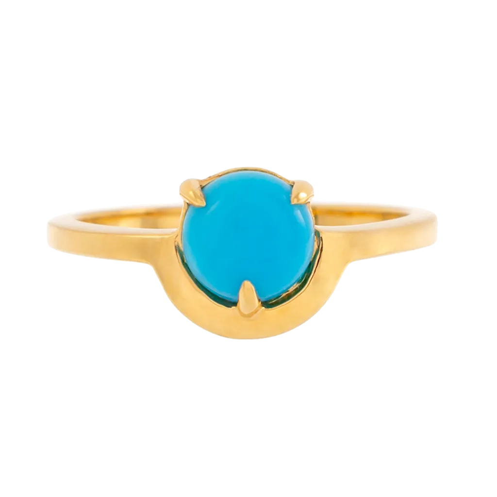 Cabochon Turquoise Half Moon Ring