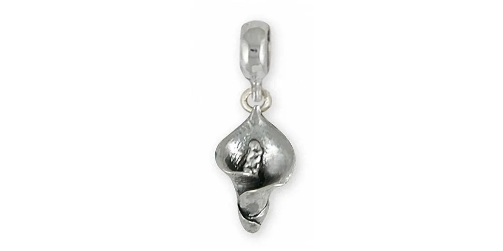 Calla Lily Jewelry Sterling Silver Calla Lily Charm Slide Handmade Flower Jewelry CAL1-PNS