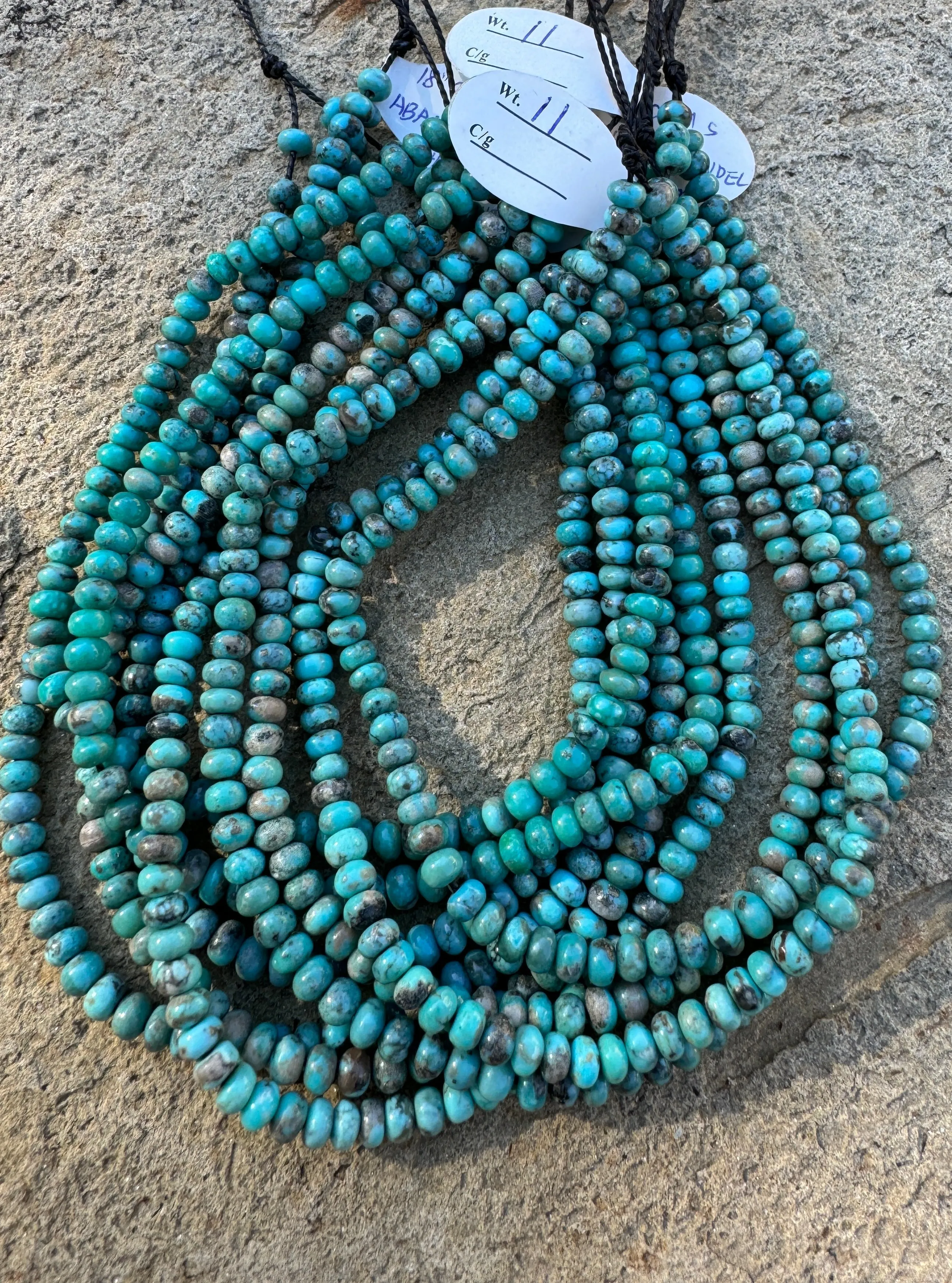 Campitos (Mex) Turquoise 4mm Rondelle Beads (9 inch Strands)