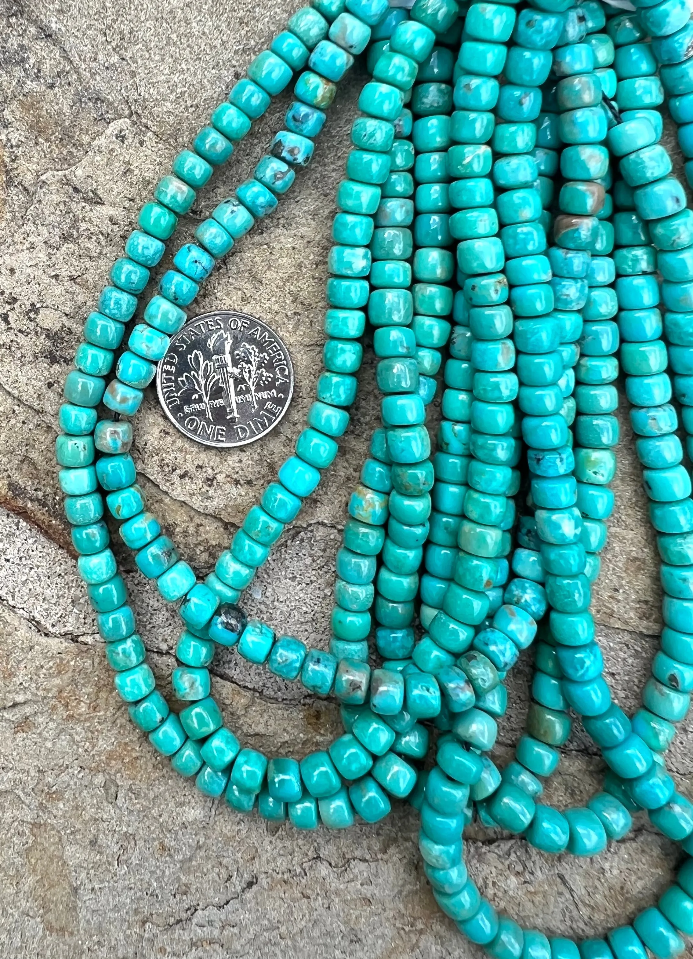 Campitos (Mex) Turquoise 5x4mm Pueblos Beads (9 inch Strands)