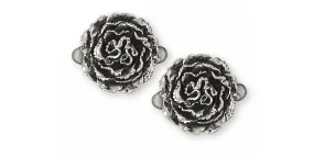 Carnation Cufflinks Jewelry Sterling Silver Handmade Flower Cufflinks CN2-CL