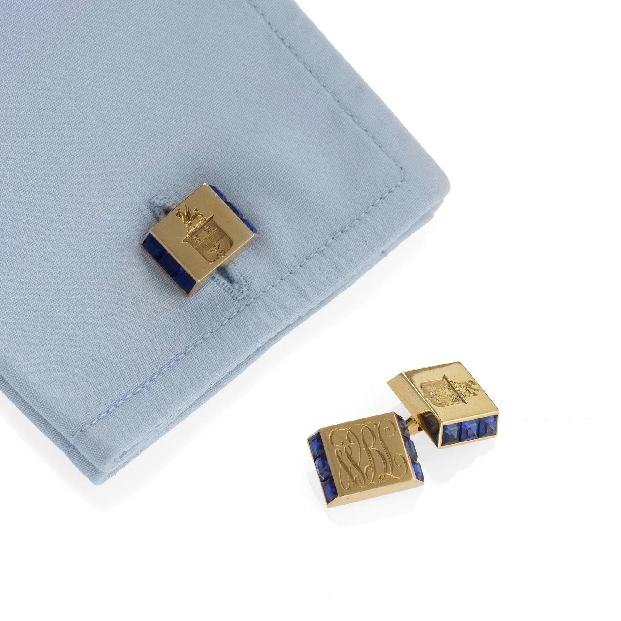 Cartier Sapphire and Gold Bar Cuff Links