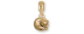 Cat Jewelry 14k Yellow Gold Handmade Cat Charm Slide This Charm Will Fit A Pandora? Slide Bracelet CT38-PNSG