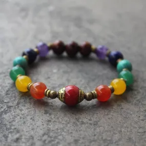 Chakra, Multitone Gemstone Mala Bracelet