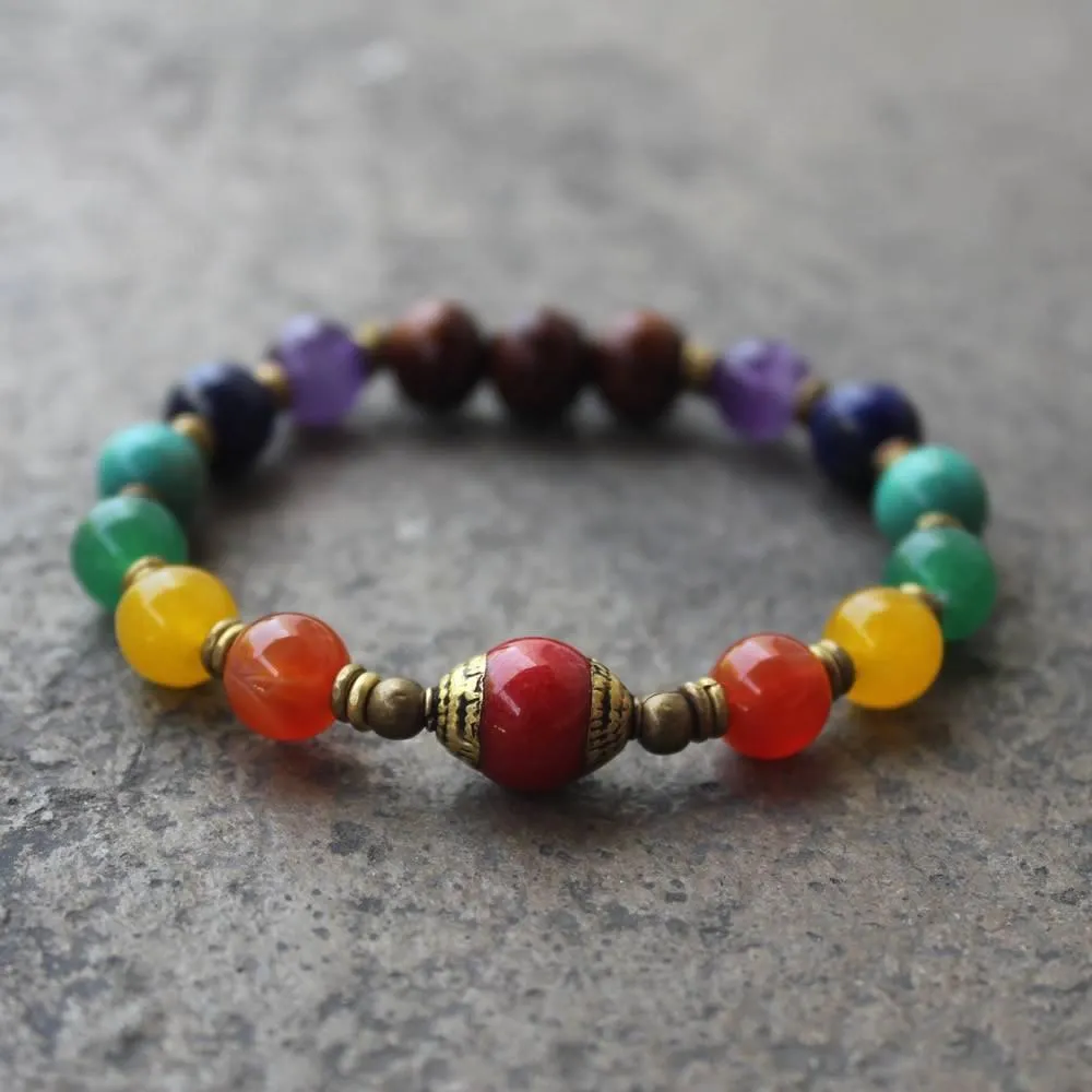 Chakra, Multitone Gemstone Mala Bracelet