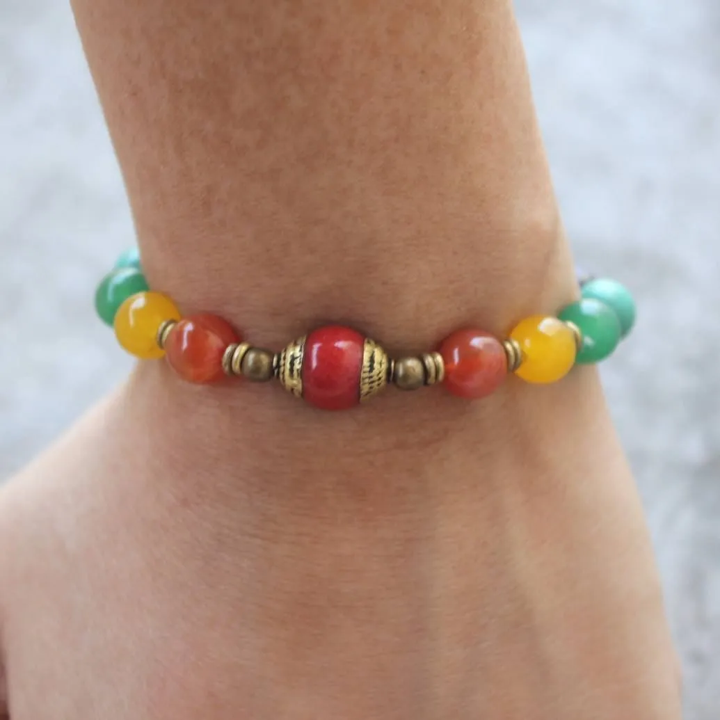 Chakra, Multitone Gemstone Mala Bracelet