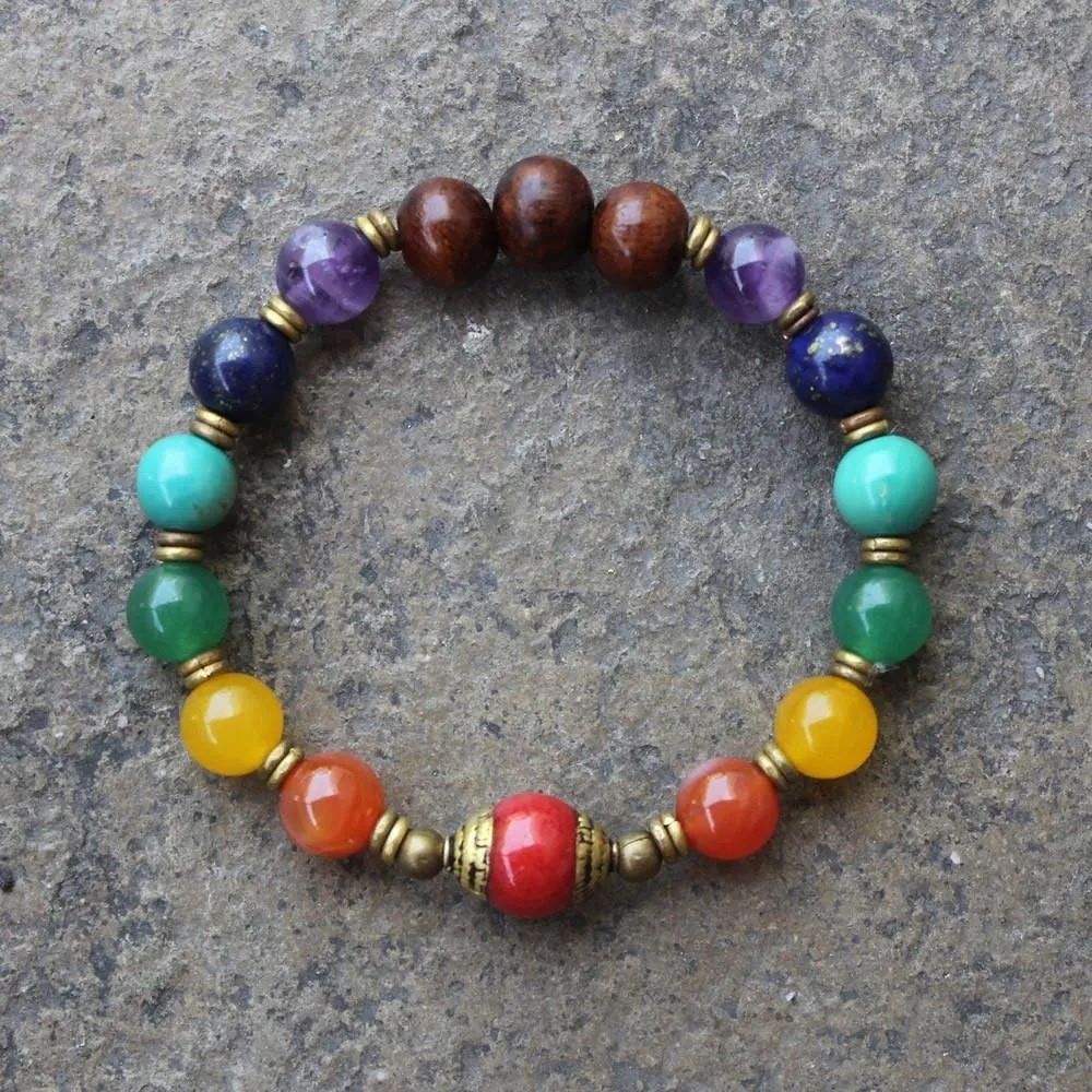 Chakra, Multitone Gemstone Mala Bracelet