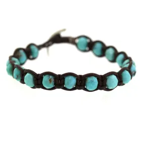 Chunky Turquoise Leather Bracelet