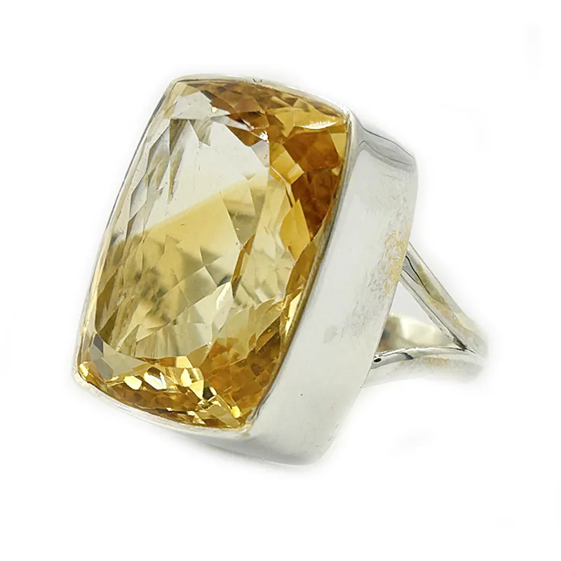 Citrine Chunky Rectangle Gemstone Ring