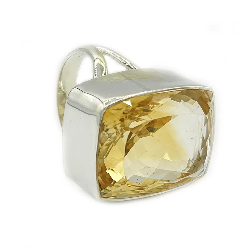 Citrine Chunky Rectangle Gemstone Ring