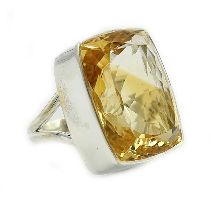 Citrine Chunky Rectangle Gemstone Ring